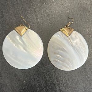 Mother of Pearl Disc Earrings with Triangular Accent